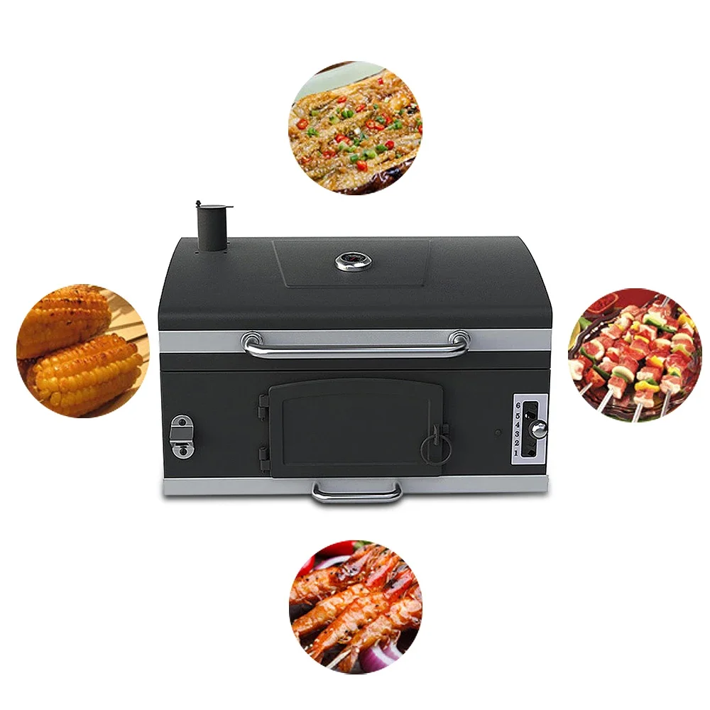 Electric Smoker Bbq - Large Outdoor Commercial Charcoal Rotisserie Rotating