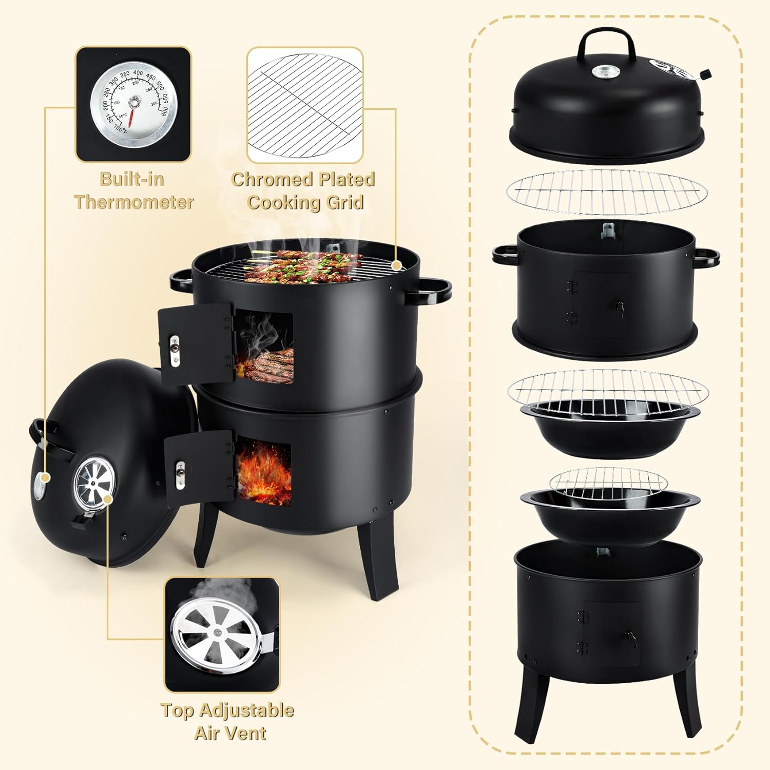 Vertical Charcoal Smoker Grill - Electric Smoker Bbq recension och pris